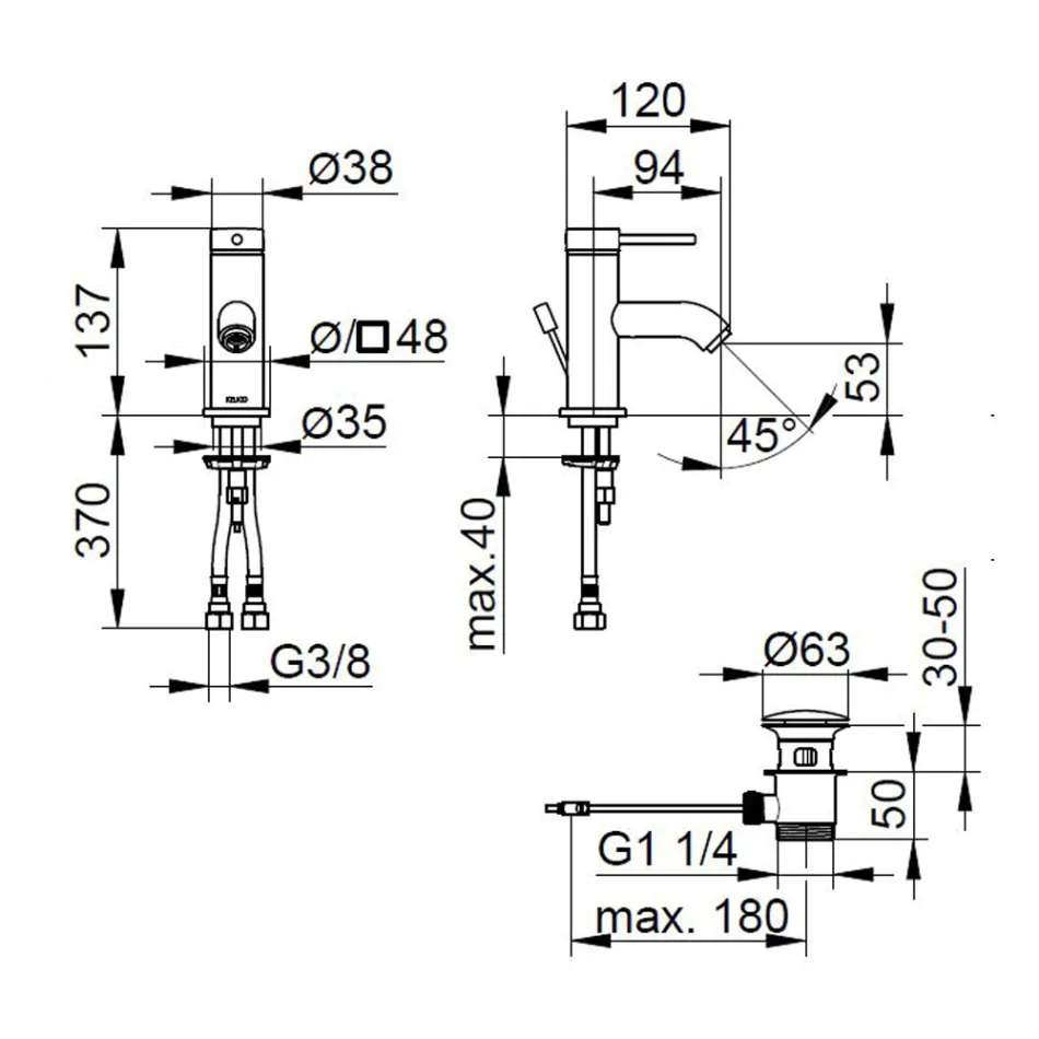 Torneira misturadora de lavatório de alavanca única de latão redondo - Antilio Viadurini