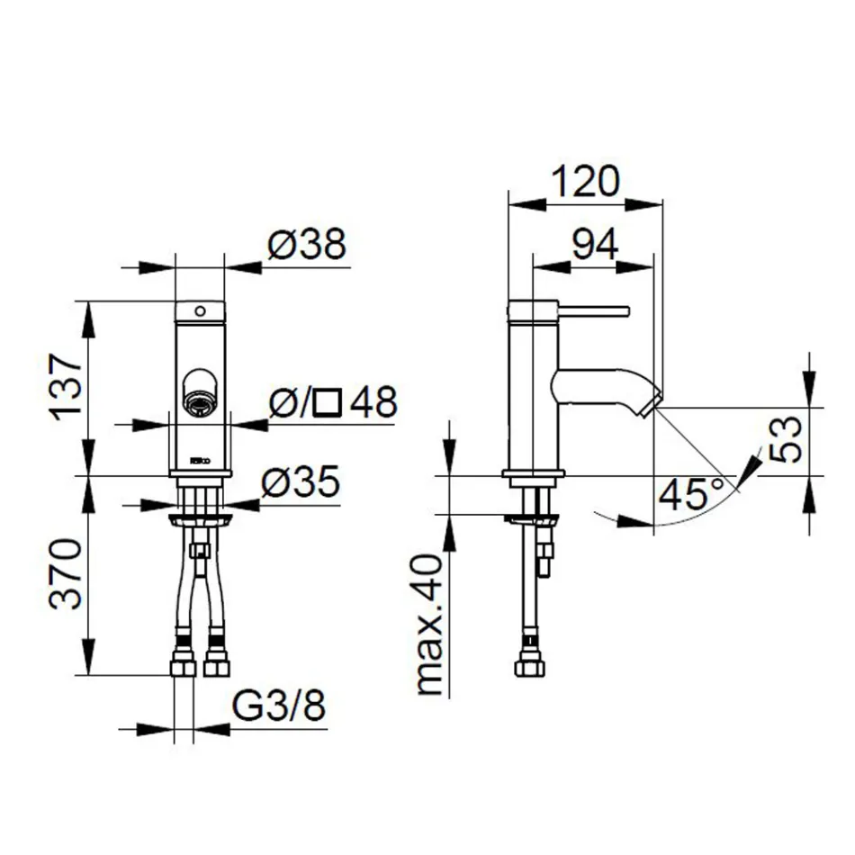 Torneira misturadora de lavatório de alavanca única de latão redondo - Antilio Viadurini