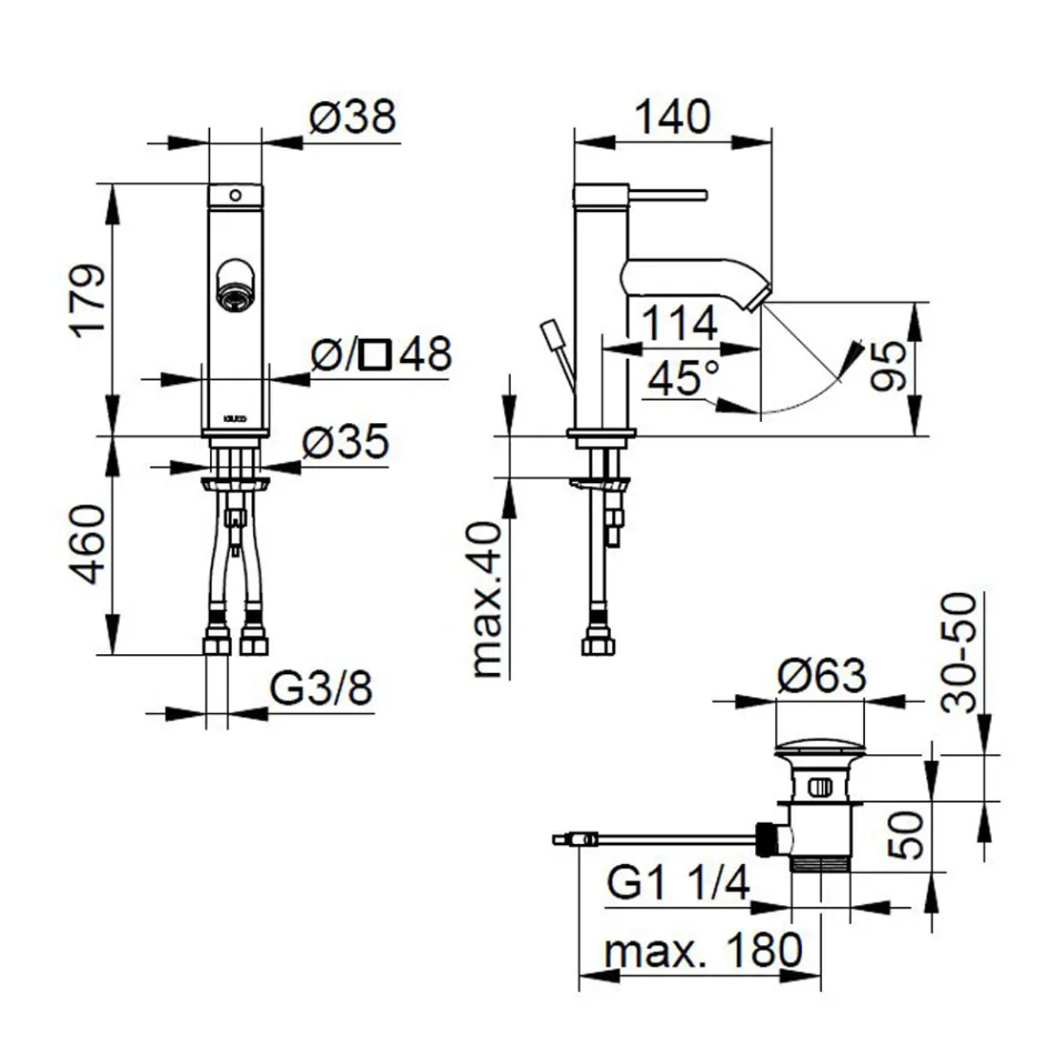 Torneira misturadora de lavatório de alavanca única de latão redondo - Antilio Viadurini
