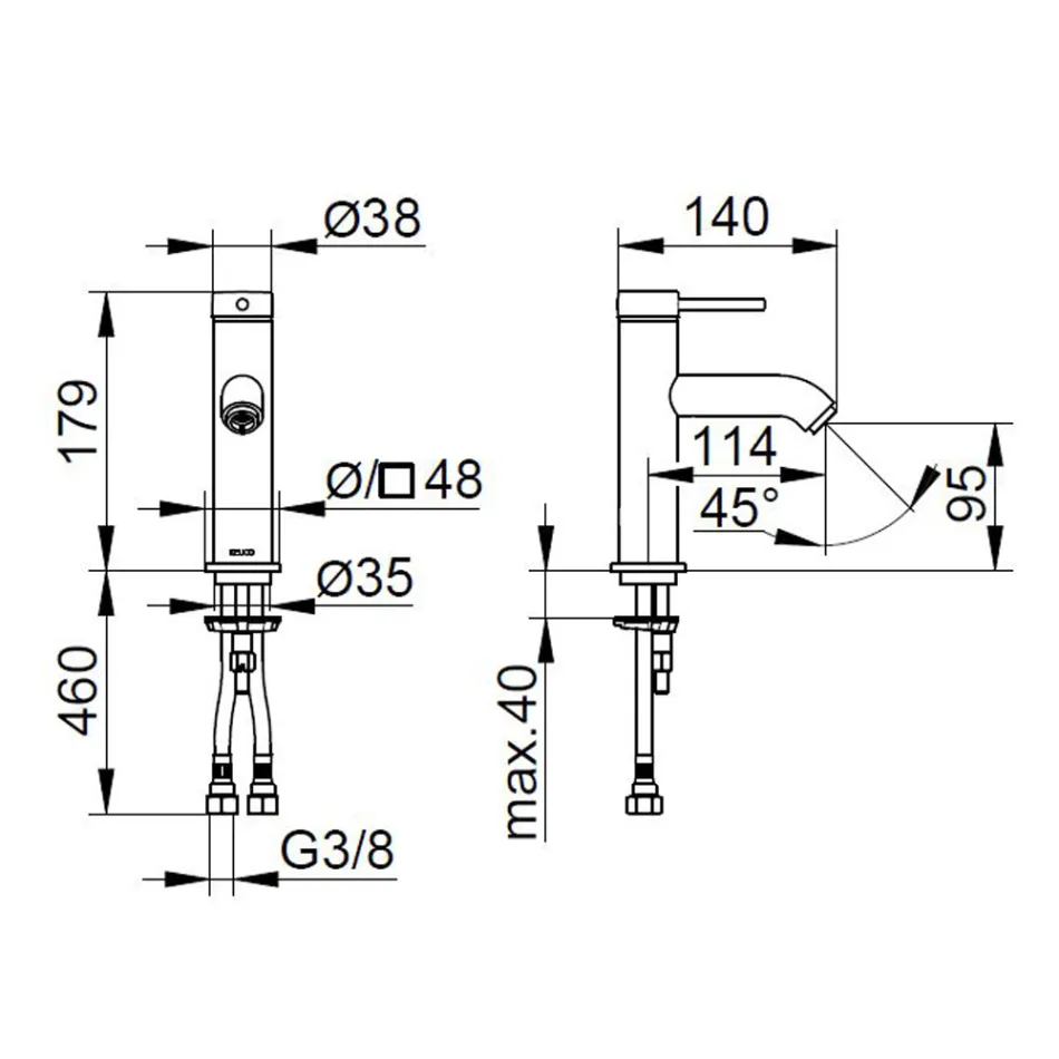Torneira misturadora de lavatório de alavanca única de latão redondo - Antilio Viadurini