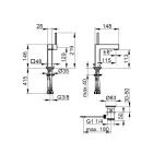 Torneira misturadora para lavatório com alavanca única de latão com design quadrado - Erik Viadurini