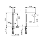 Torneira misturadora para lavatório com alavanca única de latão com design quadrado - Erik Viadurini