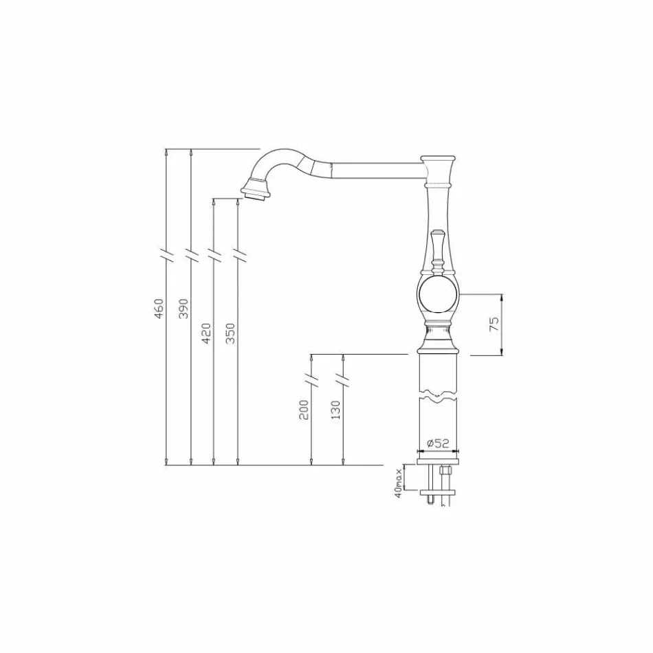 Torneira misturadora de bacia de design de barril alto feita na Itália - Neno Viadurini