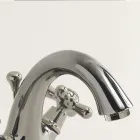 Torneira para pia de banheiro com furo único em latão com ralo estilo clássico - Ercolina Viadurini