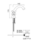 Torneira para pia de banheiro com furo único em latão com ralo estilo clássico - Ercolina Viadurini