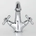 Torneira para pia de banheiro com furo único em latão com ralo estilo clássico - Ercolina Viadurini