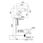 Torneira para bidê de latão com furo único e desperdício estilo clássico - Ercolina Viadurini
