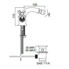 Torneira para bidê de furo único em latão com alças borboleta clássicas - Fioretta Viadurini