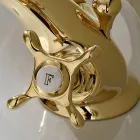 Torneira para bidê de furo único em latão com alças borboleta clássicas - Fioretta Viadurini