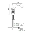 Torneira para pia de latão com furo único e alças borboleta clássicas - Fioretta Viadurini