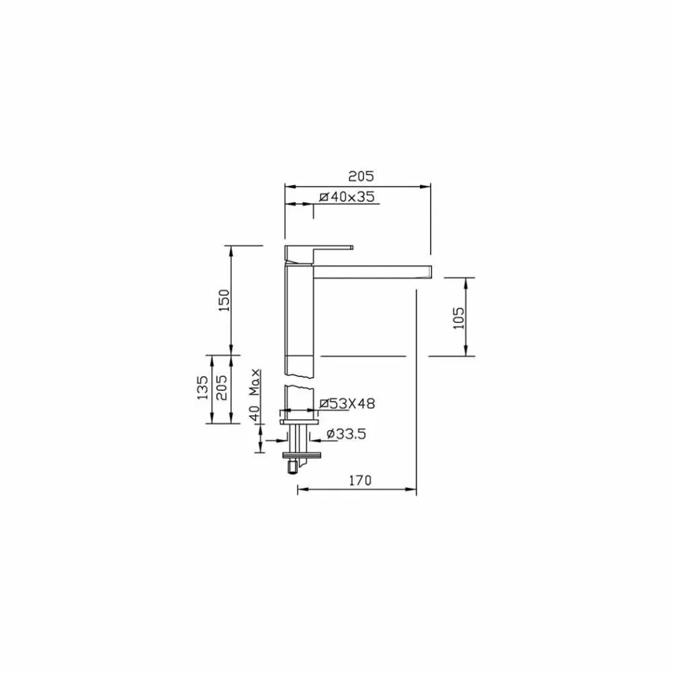 Torneira para pia de banheiro de bronze de design moderno feita na Itália - Sika Viadurini