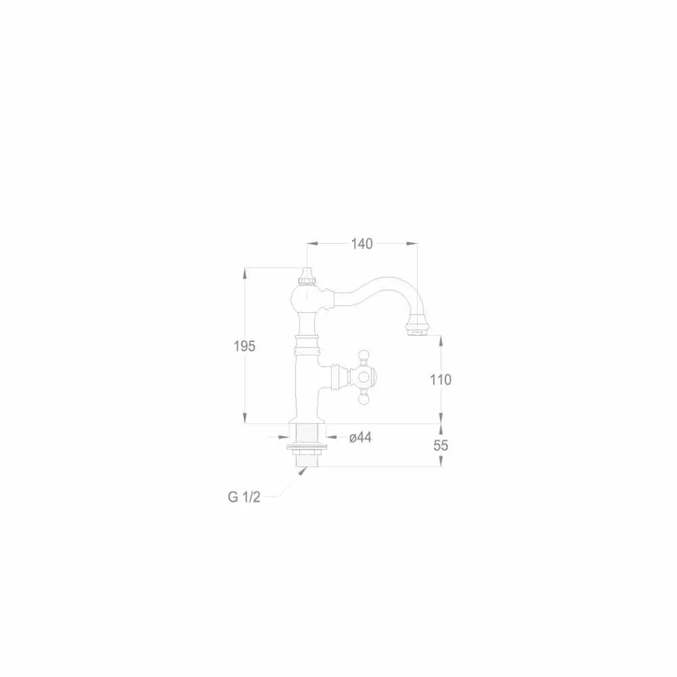 Torneira de lavatório de mono-água de design em latão Made in Italy - Binsu Viadurini