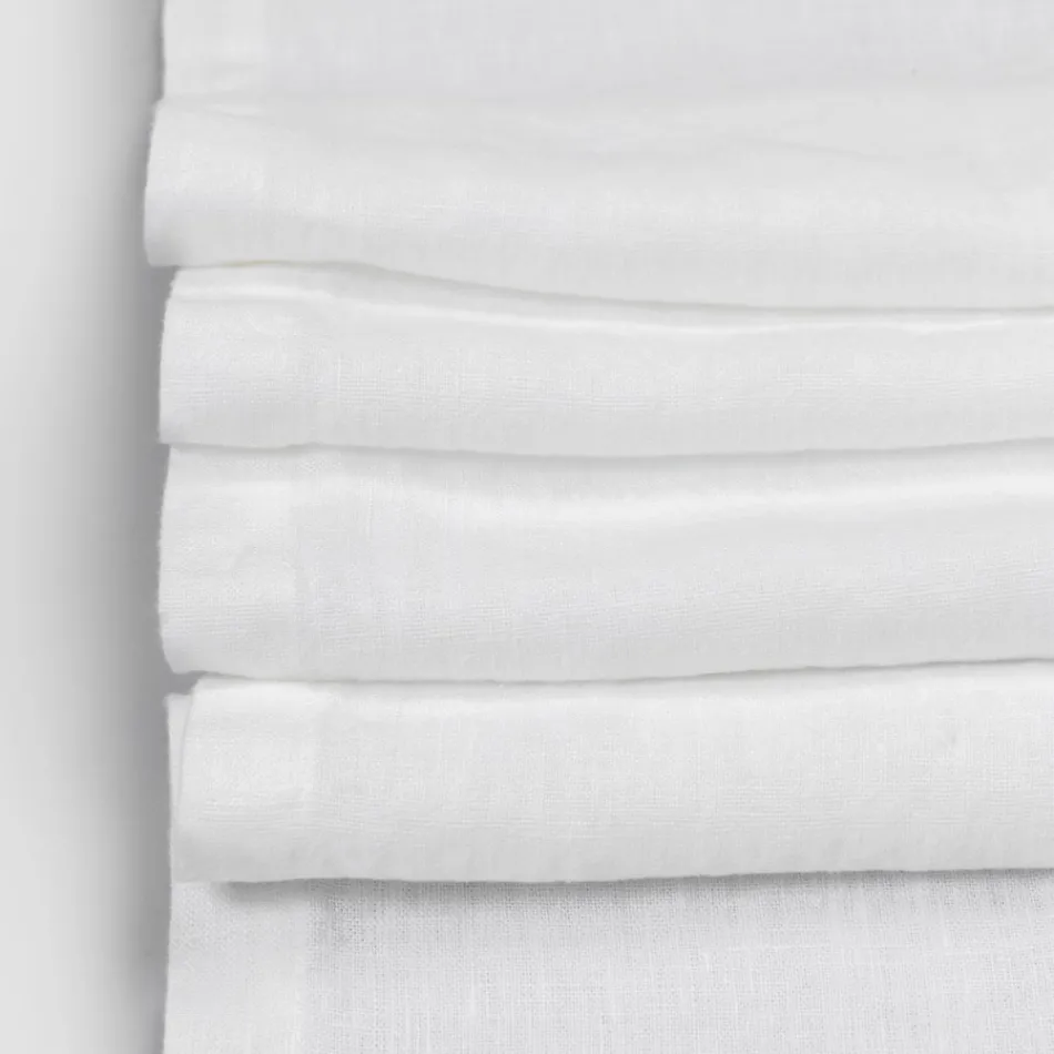 Corredor de Mesa em Linho com Renda Branca Qualidade Italiana de Luxo - Farnese Viadurini