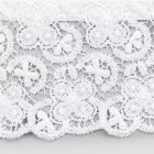 Corredor de mesa em linho grosso branco com renda de crochê luxuosa nas laterais - Giangi Viadurini