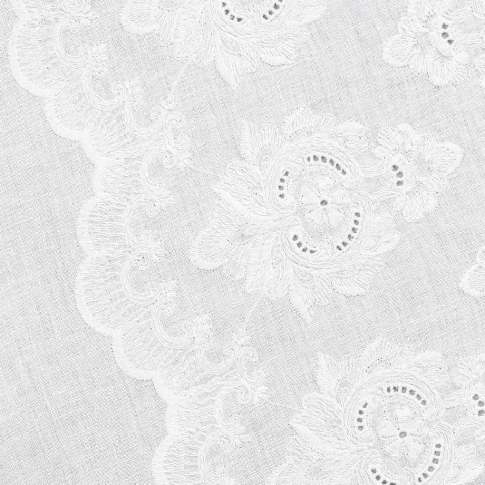 Caminho de mesa 100% linho com bordado de design luxuoso italiano - Jujuba Viadurini