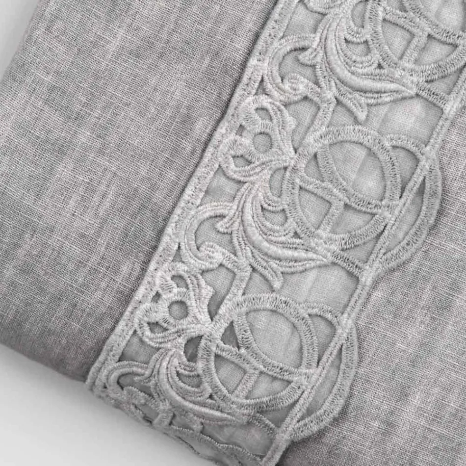 Bolsa de armazenamento para capa de edredom de linho com renda e botões Sinergia - Energis Viadurini