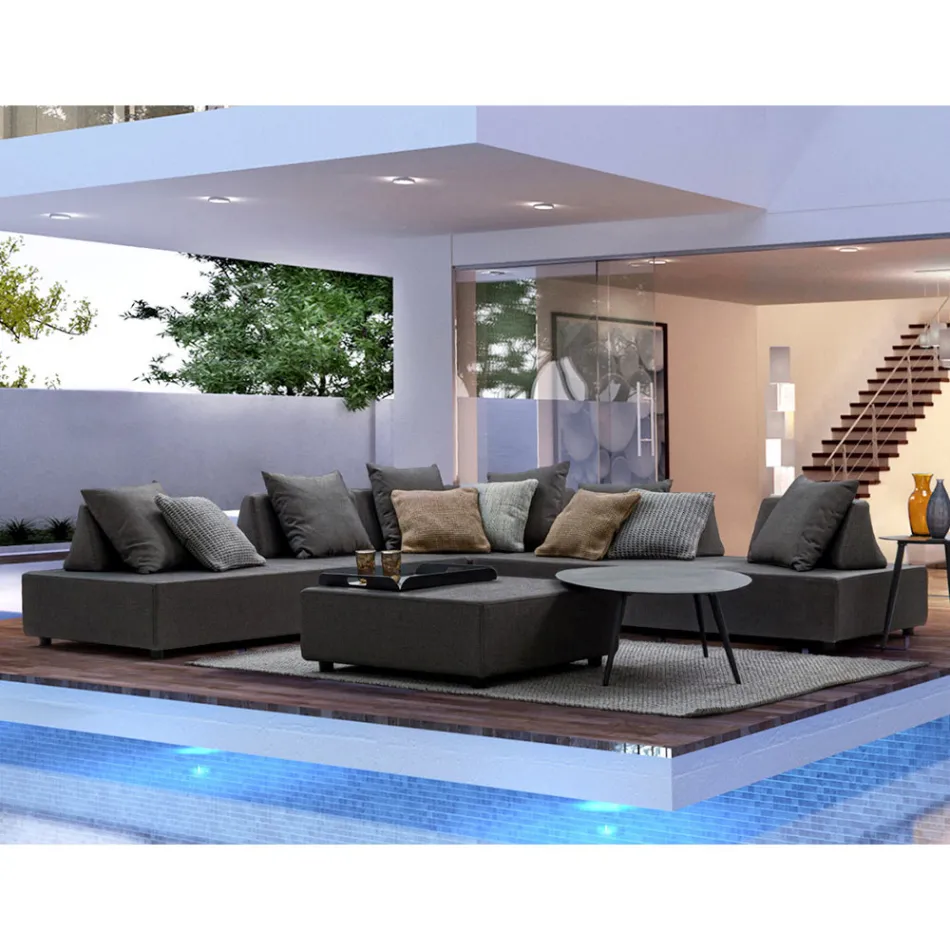 Lounge de canto externo de design moderno em tecido Homemotion - Benito Viadurini