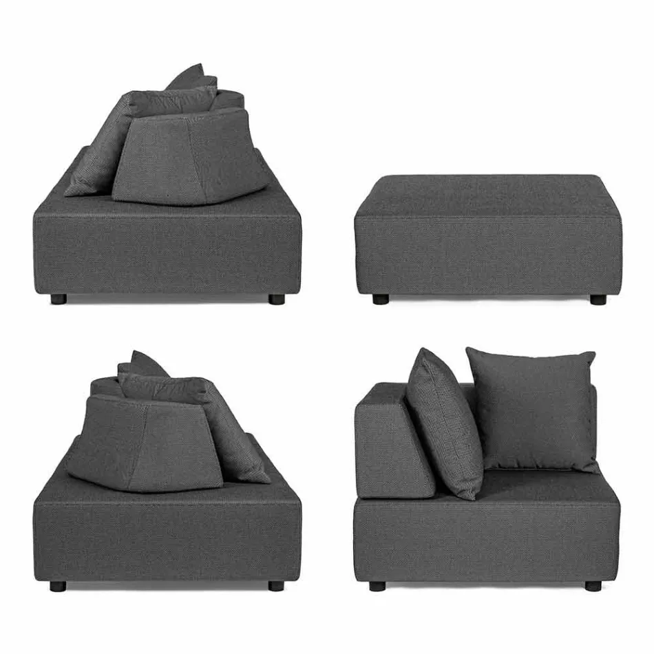 Lounge de canto externo de design moderno em tecido Homemotion - Benito Viadurini