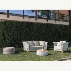 Lounge de jardim modular em teca e corda tecida à mão - Arjuna Viadurini