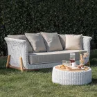Lounge de jardim modular em teca e corda tecida à mão - Arjuna Viadurini