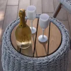 Lounge de jardim modular em teca e corda tecida à mão - Arjuna Viadurini