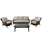 Sala de estar composta por 2 poltronas, 1 sofá e 1 mesa de centro - guarda-sol Viadurini