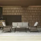 Sala de estar composta por 2 poltronas, 1 sofá e 1 mesa de centro - guarda-sol Viadurini