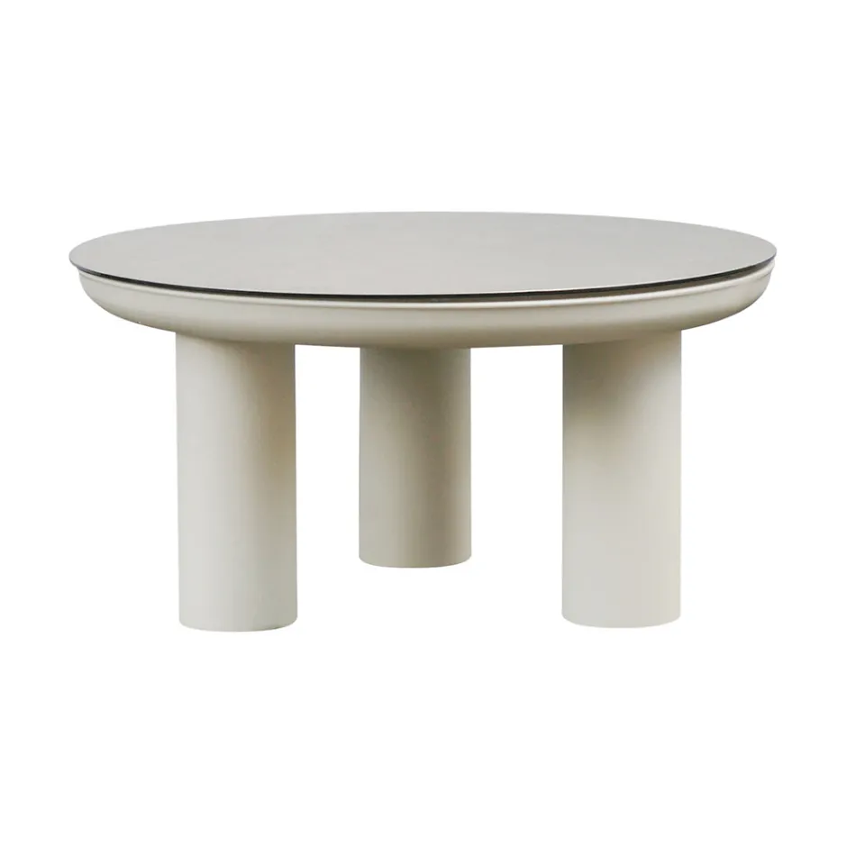 Sala de estar composta por 2 poltronas, 1 sofá e 2 mesas de centro em alumínio - Fusion Viadurini