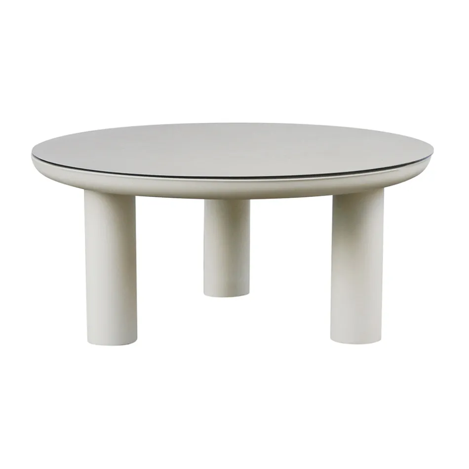 Sala de estar composta por 2 poltronas, 1 sofá e 2 mesas de centro em alumínio - Fusion Viadurini