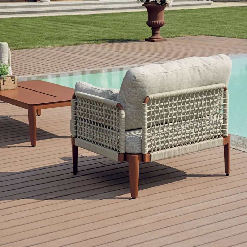 Sala de estar composta por 2 poltronas, 1 sofá e mesa de centro em alumínio - Symphony Viadurini