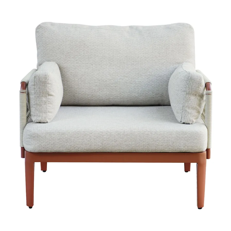 Sala de estar composta por 2 poltronas, 1 sofá e mesa de centro em alumínio - Symphony Viadurini