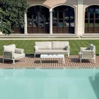 Sala de estar composta por 2 poltronas, 1 sofá e mesa de centro em alumínio - Symphony Viadurini