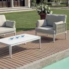 Sala de estar composta por 2 poltronas, 1 sofá e mesa de centro em alumínio - Symphony Viadurini