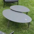 Sala de estar composta por sofá, poltronas e 2 mesas de centro de alumínio - Yuma Viadurini