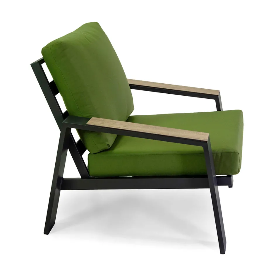 Sala de estar exterior composta por 1 sofá, 2 poltronas e 1 mesa de centro - Righello Viadurini