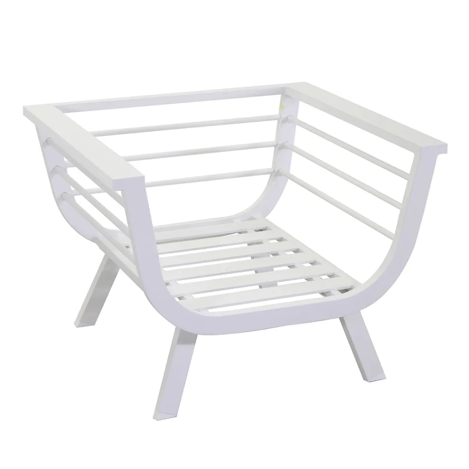 Sala de estar exterior composta por 1 sofá de 3 lugares, 2 poltronas e 1 mesa de centro - Righello Viadurini