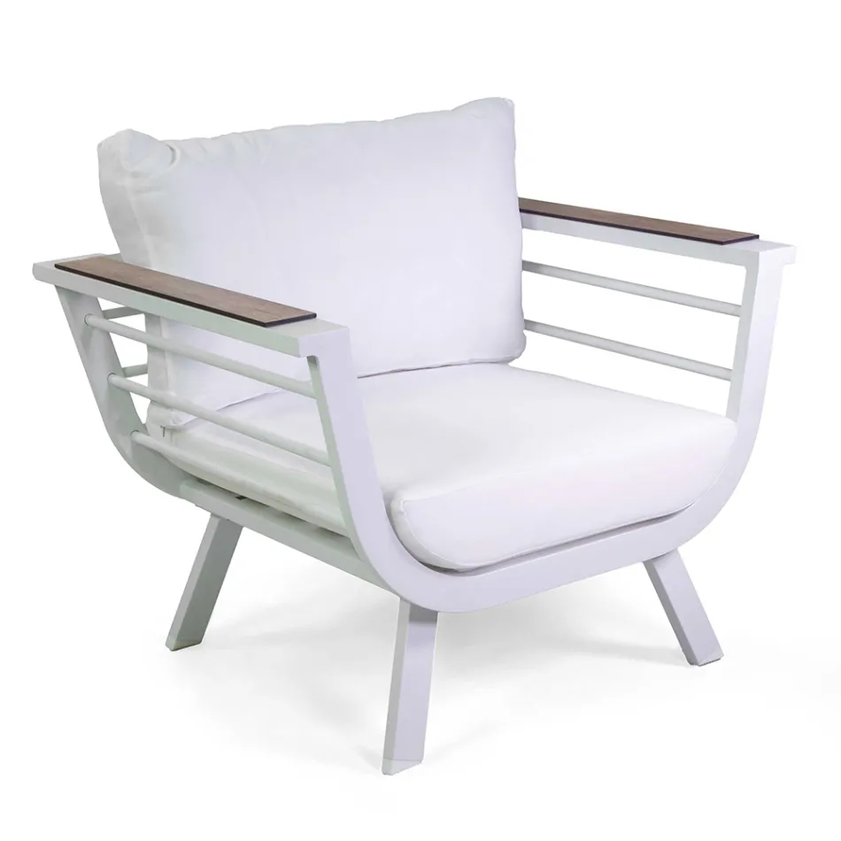 Sala de estar exterior composta por 2 cadeirões e 1 mesa de alumínio - Righello Viadurini