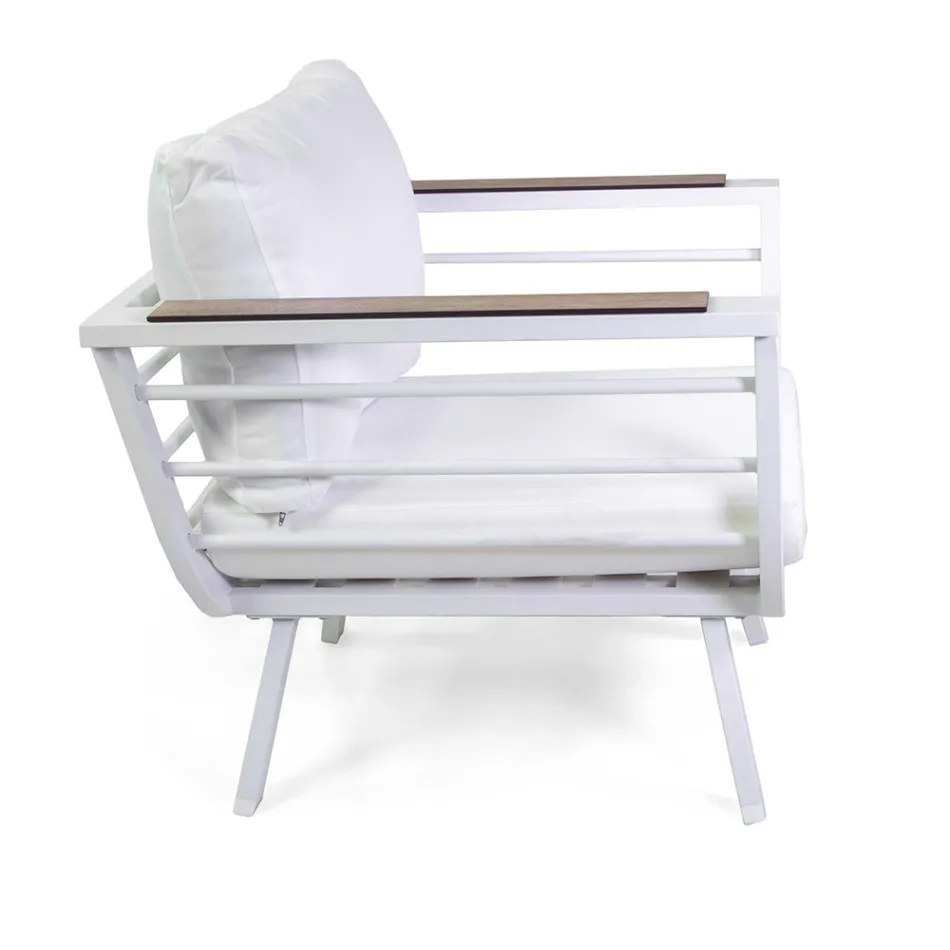 Sala de estar exterior composta por 2 cadeirões e 1 mesa de alumínio - Righello Viadurini