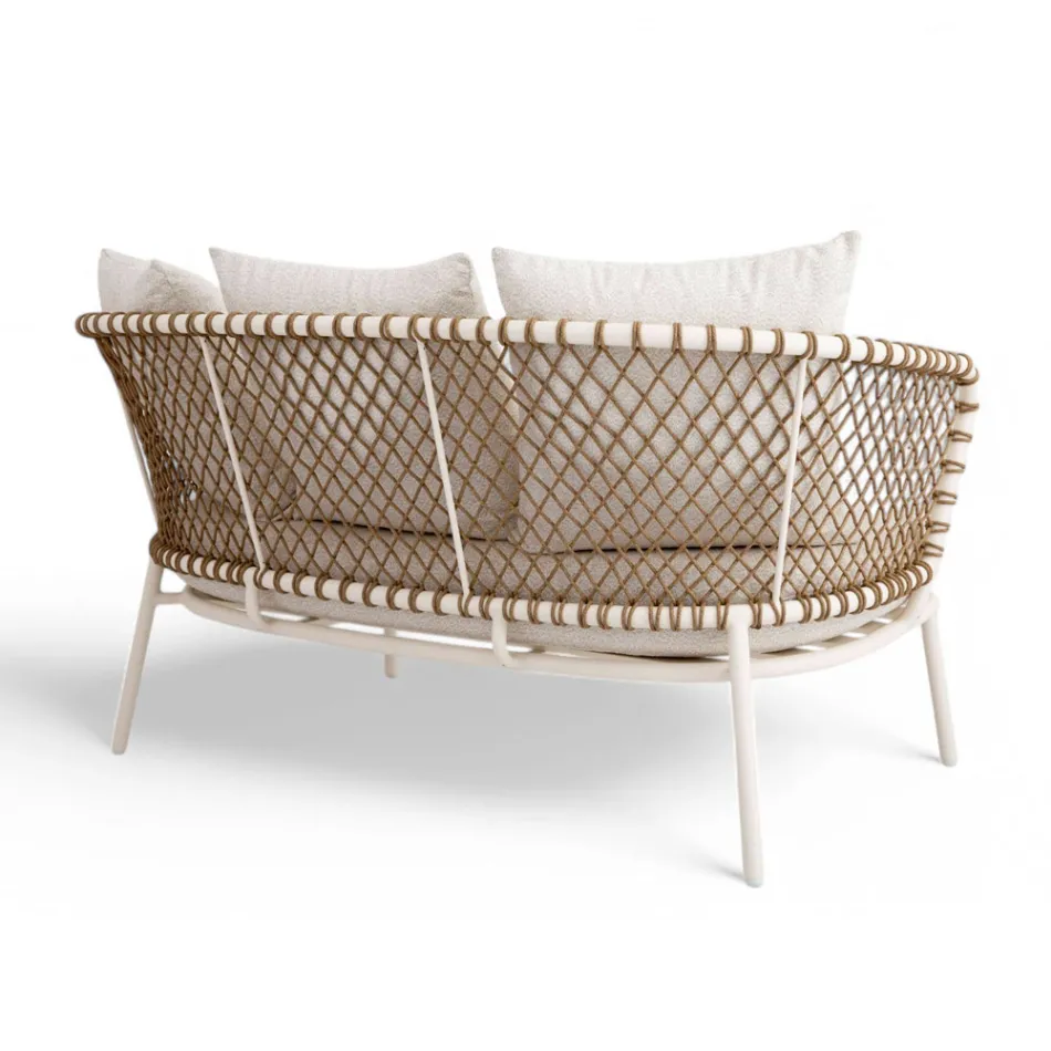 Lounge ao ar livre com estrutura de alumínio e encosto de corda - Skyline Viadurini