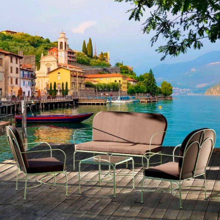 Lounge ao ar livre com estrutura de ferro artesanal feita na Itália - Melinda Viadurini