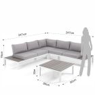 Sala de estar externa e interna com sofá e mesa de centro em alumínio branco fosco - Dire Viadurini