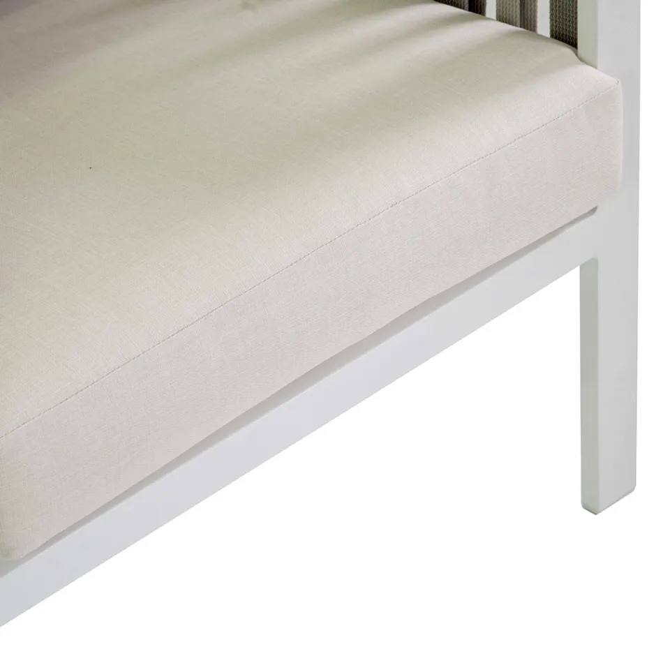 Lounge de exterior em alumínio branco e almofadas creme - Relaz Viadurini