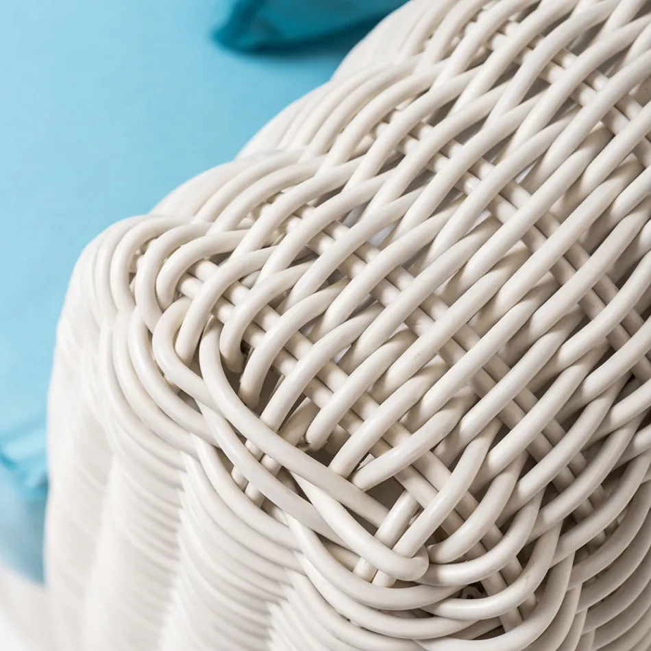 Lounge ao ar livre em Polyrattan e almofadas azuis - Charlie Viadurini