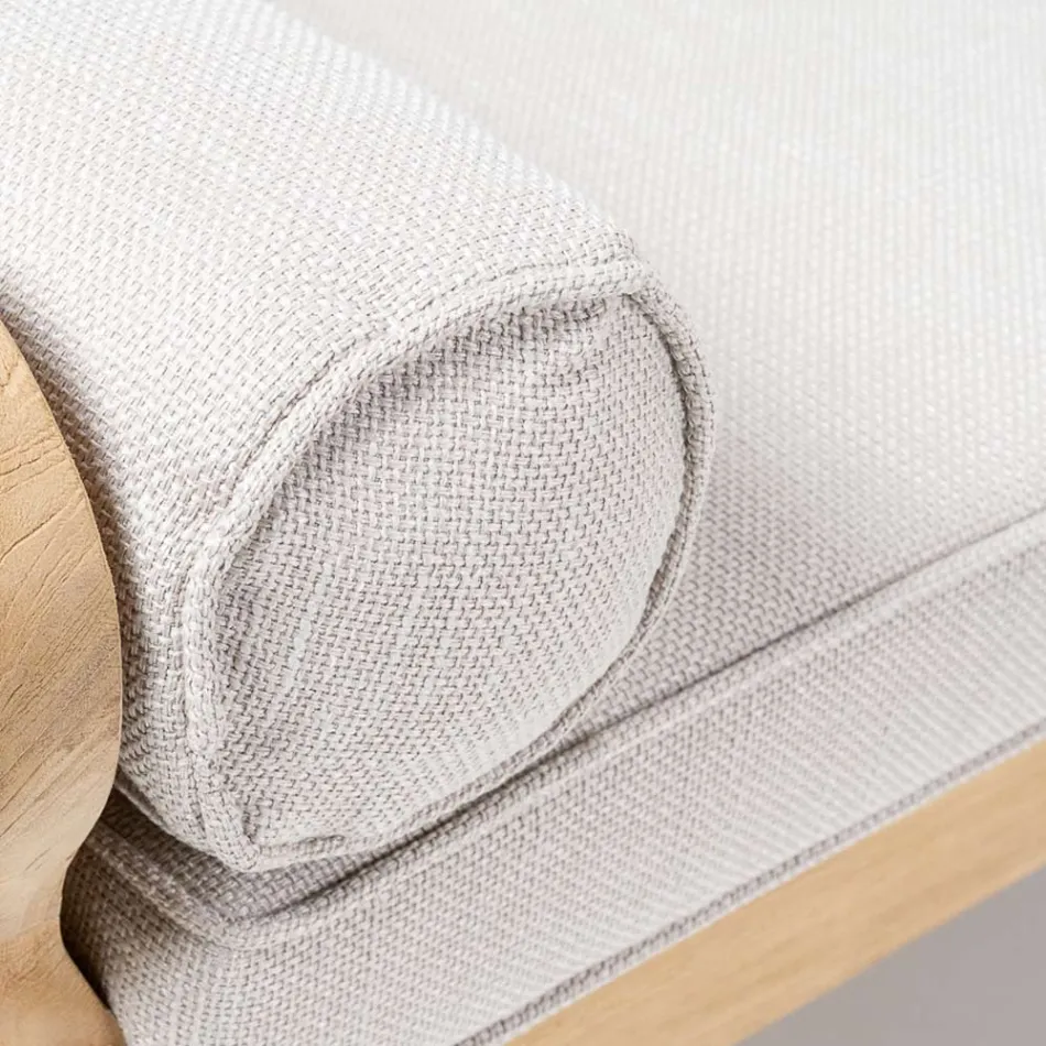 Lounge de exterior em teca natural e almofadas - Circe Viadurini