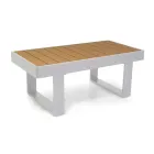 Lounge ao ar livre em alumínio e apoios de braços em madeira polida - City Viadurini