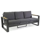 Lounge ao ar livre em alumínio e apoios de braços em madeira polida - City Viadurini