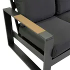 Lounge ao ar livre em alumínio e apoios de braços em madeira polida - City Viadurini