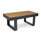 Lounge ao ar livre em alumínio e apoios de braços em madeira polida - City Viadurini