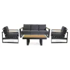 Lounge ao ar livre em alumínio e apoios de braços em madeira polida - City Viadurini