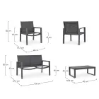 Salão de jardim com 1 sofá, 2 poltronas e 1 mesa de centro - Plano Viadurini